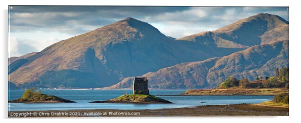 Castle Stalker from the Port Appin road (2) Acrylic by Chris Drabble
