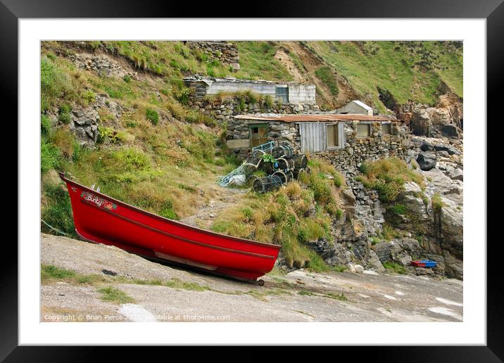 Red Boat at Priest's Cove, Cornwall  Framed Mounted Print by Brian Pierce