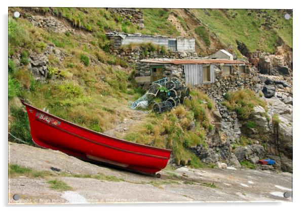 Red Boat at Priest's Cove, Cornwall  Acrylic by Brian Pierce