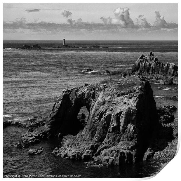Land's End and the Longships Lighthouse, Cornwall, Print by Brian Pierce