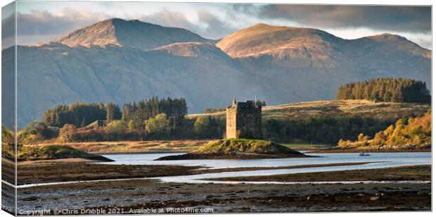 Castle Stalker from the Port Appin road (4) Canvas Print by Chris Drabble