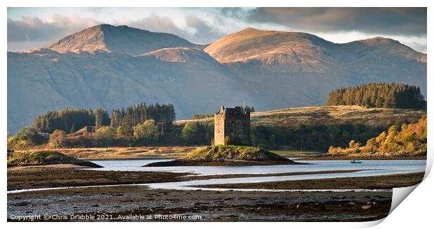 Castle Stalker from the Port Appin road (4) Print by Chris Drabble
