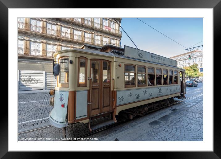 Vintage Tram, Porto Framed Mounted Print by Jim Monk