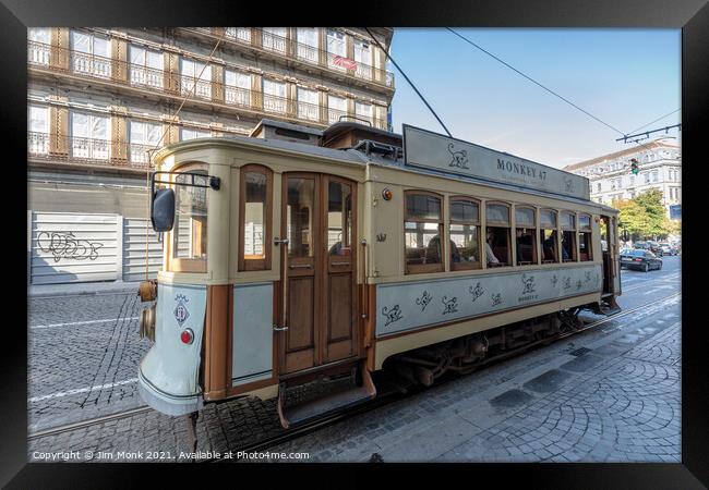 Vintage Tram, Porto Framed Print by Jim Monk