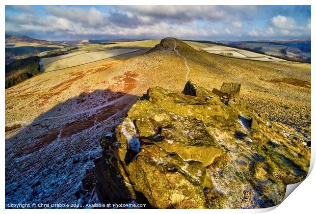 Crook Hill in Winter (5) Print by Chris Drabble
