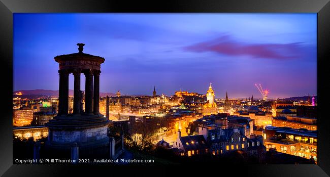 Evening skies over Edinburgh Castle panorama Framed Print by Phill Thornton