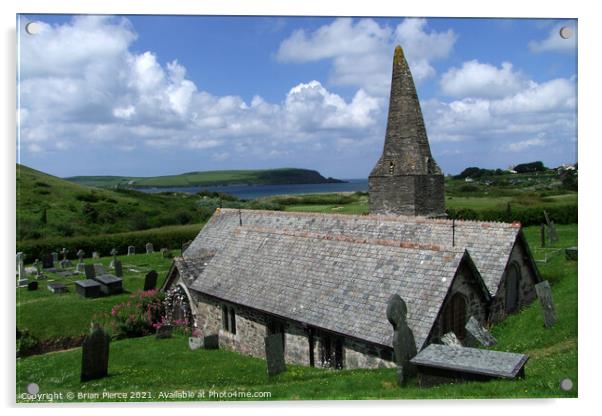 St Enadoc Church, Trebetherick, North Cornwall Acrylic by Brian Pierce
