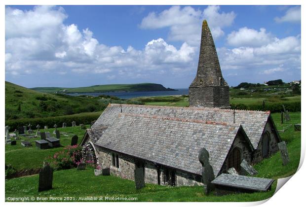 St Enadoc Church, Trebetherick, North Cornwall Print by Brian Pierce