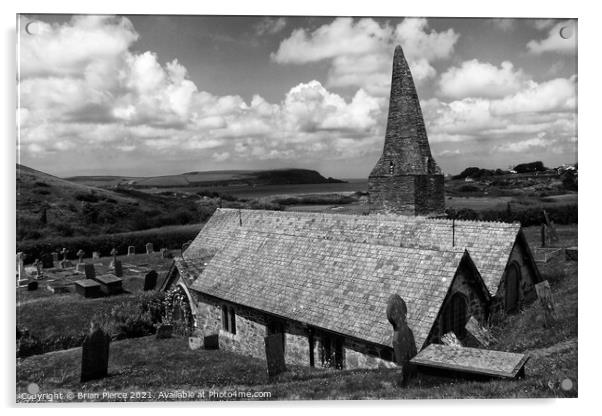 St Enadoc Church, Trebetherick, North Cornwall, Mo Acrylic by Brian Pierce