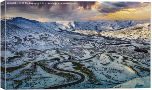 Majestic Snowy Scene in the Peak District Canvas Print by K7 Photography