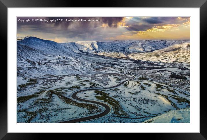 Majestic Snowy Scene in the Peak District Framed Mounted Print by K7 Photography