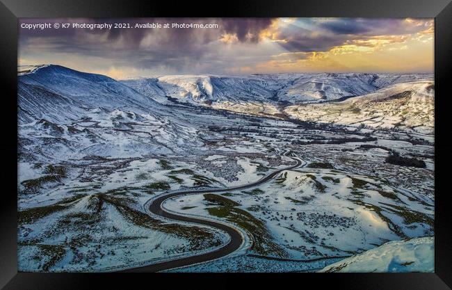 Majestic Snowy Scene in the Peak District Framed Print by K7 Photography