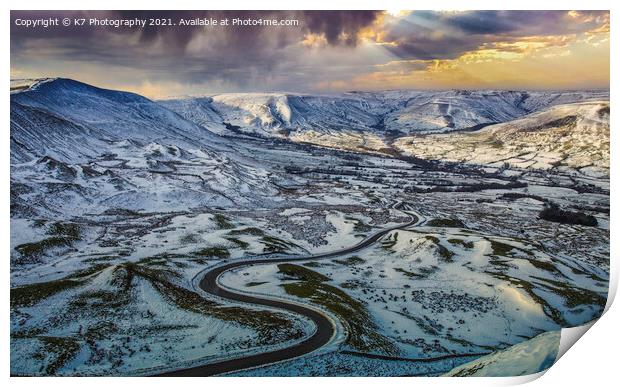 Majestic Snowy Scene in the Peak District Print by K7 Photography