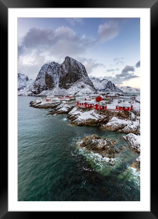 Fishing Village in Lofoten Framed Mounted Print by Eirik Sørstrømmen