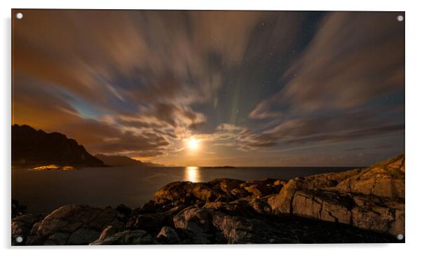 Moon light at the coast Acrylic by Eirik Sørstrømmen