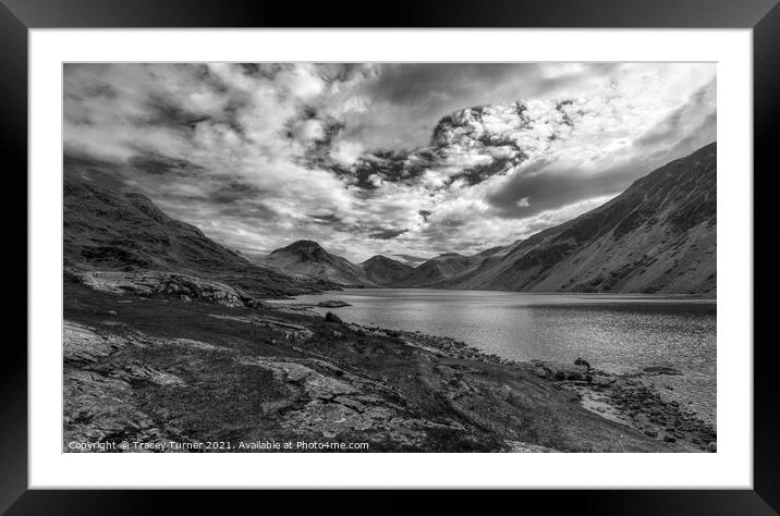 WastWater in Monochrome Framed Mounted Print by Tracey Turner