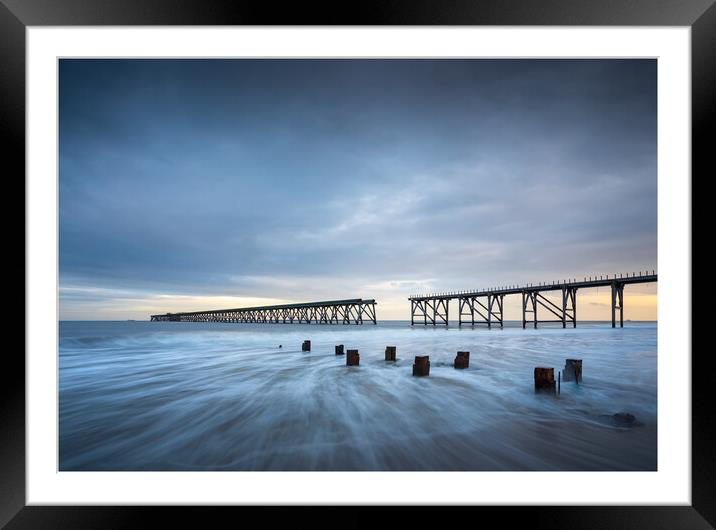 Rushing Tide At Steetley Pier Framed Mounted Print by Phil Durkin DPAGB BPE4