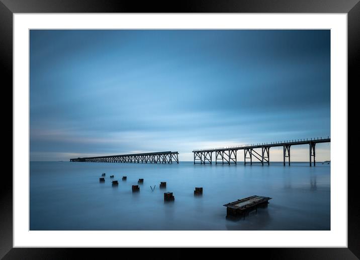 Blue Hour At Steetley Pier Framed Mounted Print by Phil Durkin DPAGB BPE4