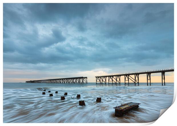 Dramatic sky And Sea At Steetley Pier Print by Phil Durkin DPAGB BPE4