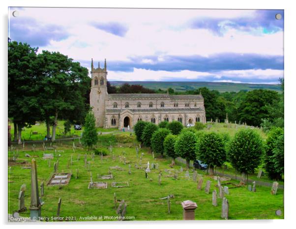 Aysgarth Church near the River Ure, Yorkshire Dale Acrylic by Terry Senior