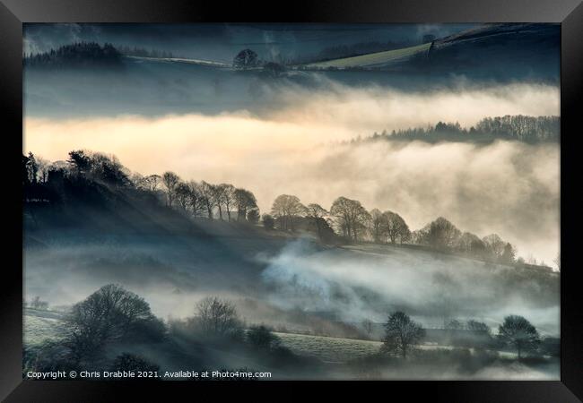 Morning mist in the Derwent Valley (2) Framed Print by Chris Drabble