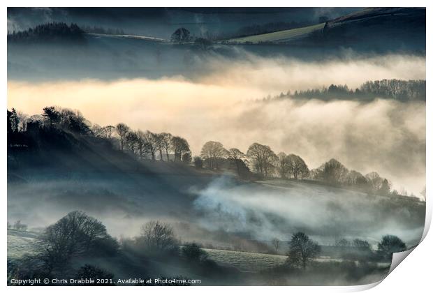 Morning mist in the Derwent Valley (2) Print by Chris Drabble