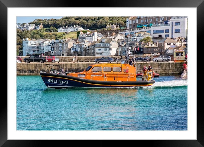 The St Ives lifeboat - Nora Stachura Framed Mounted Print by Roger Green