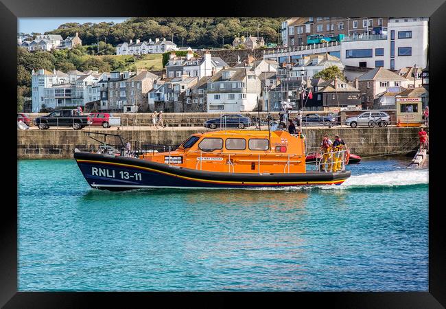The St Ives lifeboat - Nora Stachura Framed Print by Roger Green