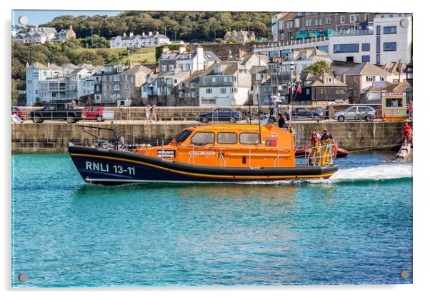 The St Ives lifeboat - Nora Stachura Acrylic by Roger Green