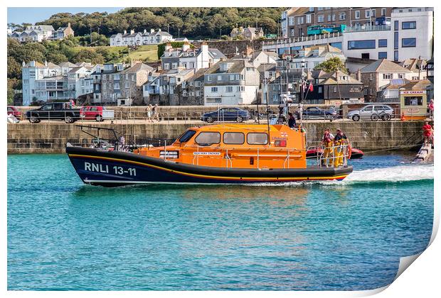 The St Ives lifeboat - Nora Stachura Print by Roger Green