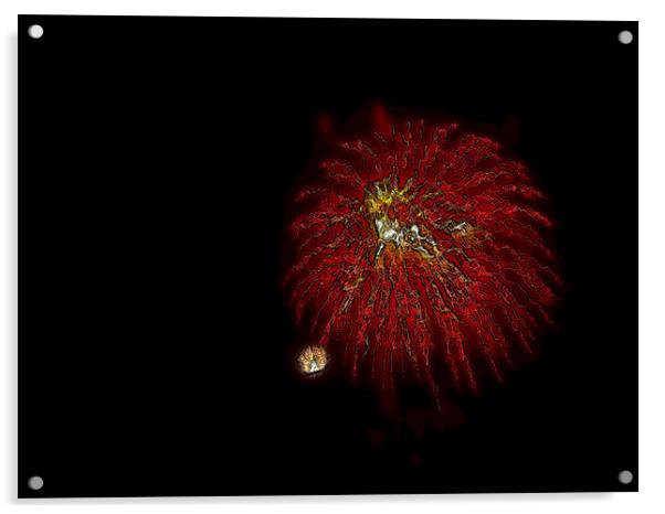 Fireworks in red Acrylic by Patti Barrett