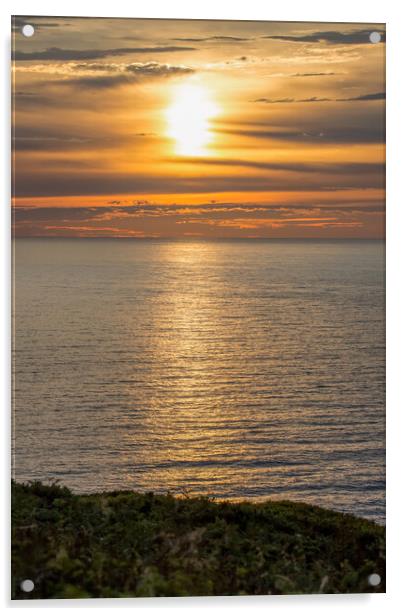Cornish Sunset Acrylic by Roger Green