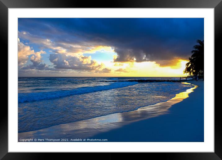 Barbados beach at Sunset Framed Mounted Print by Piers Thompson