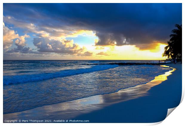 Barbados beach at Sunset Print by Piers Thompson