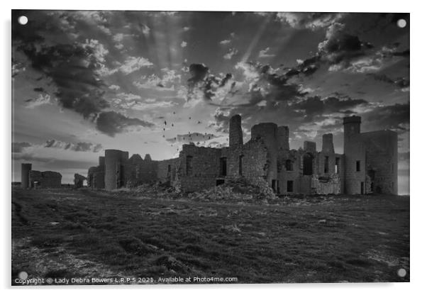 Slains Castle Peterhead Scotland   Acrylic by Lady Debra Bowers L.R.P.S