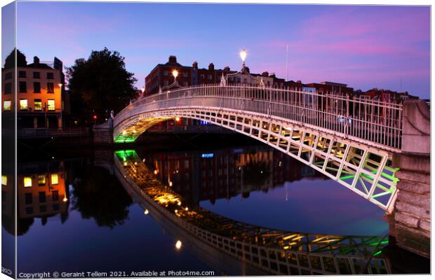 Ha'Penny Bridge and River Liffey, Dublin, Ireland Canvas Print by Geraint Tellem ARPS
