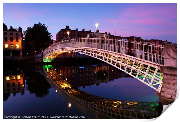 Ha'Penny Bridge and River Liffey, Dublin, Ireland Print by Geraint Tellem ARPS