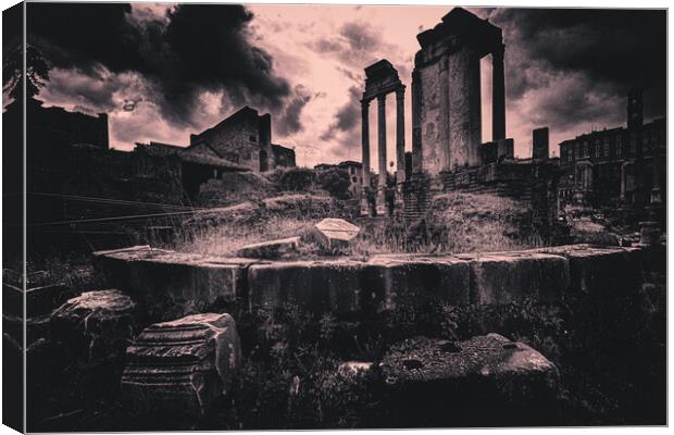 A Wet Afternoon At The Roman Forum Canvas Print by Chris Lord