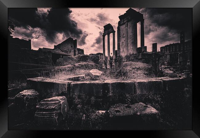 A Wet Afternoon At The Roman Forum Framed Print by Chris Lord