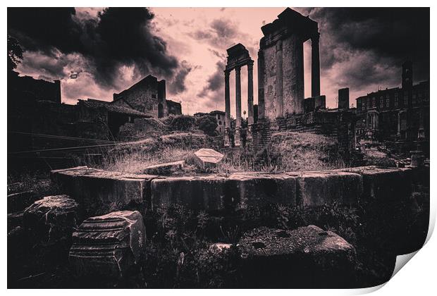 A Wet Afternoon At The Roman Forum Print by Chris Lord