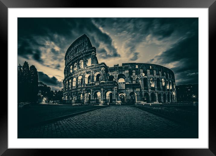 Moody Dawn At The Roman Coliseum Framed Mounted Print by Chris Lord