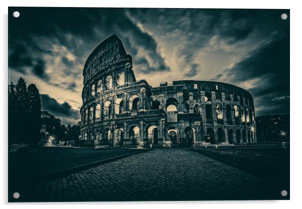 Moody Dawn At The Roman Coliseum Acrylic by Chris Lord