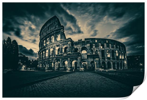 Moody Dawn At The Roman Coliseum Print by Chris Lord