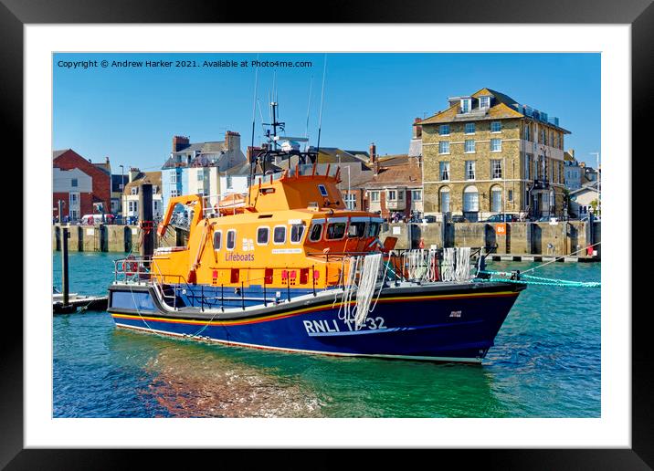 Weymouth RNLI Lifeboat "Ernest and Mabel" Framed Mounted Print by Andrew Harker