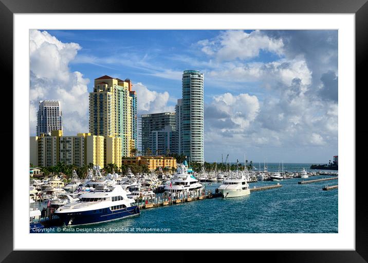 Miami Beach Marina Framed Mounted Print by Kasia Design