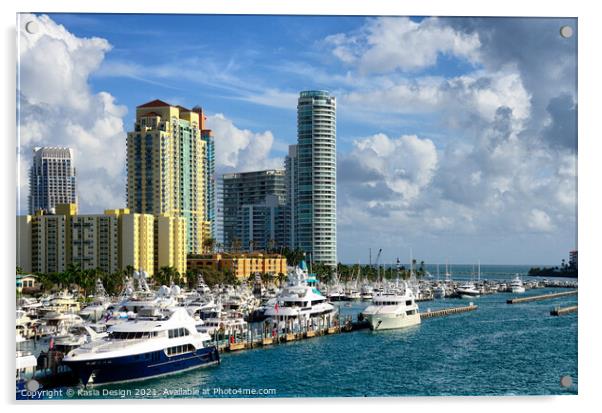 Miami Beach Marina Acrylic by Kasia Design