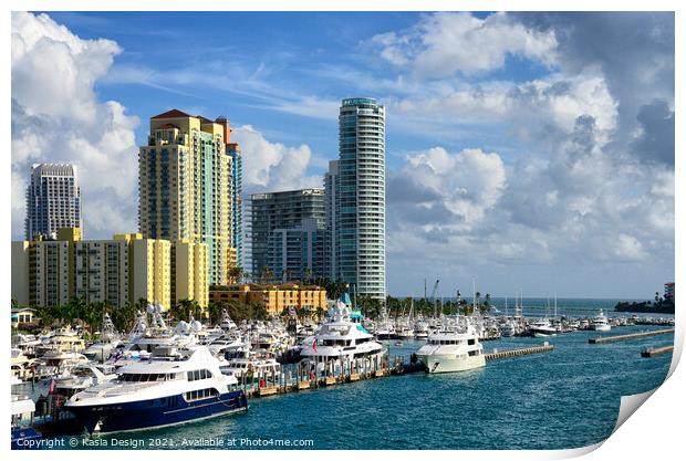 Miami Beach Marina Print by Kasia Design