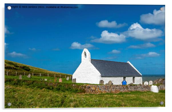 Mwnt Church Ceredigion Coast West Wales Acrylic by Nick Jenkins