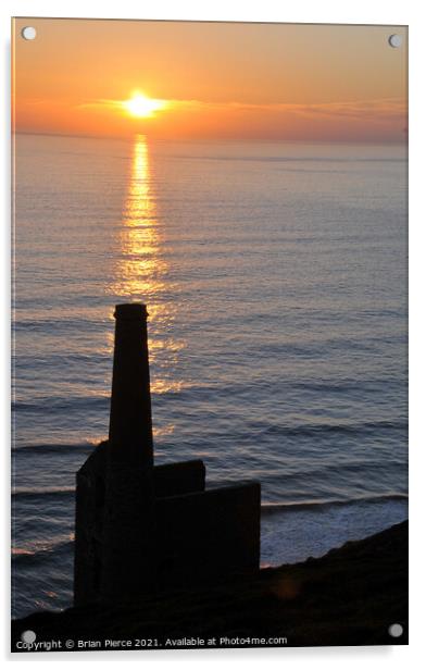 Sunset over Towanroath Engine House, Wheal Coates, Acrylic by Brian Pierce