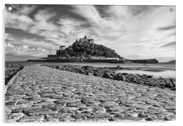 St Michael's Mount, Cornwall  (Monochrome)  Acrylic by Brian Pierce